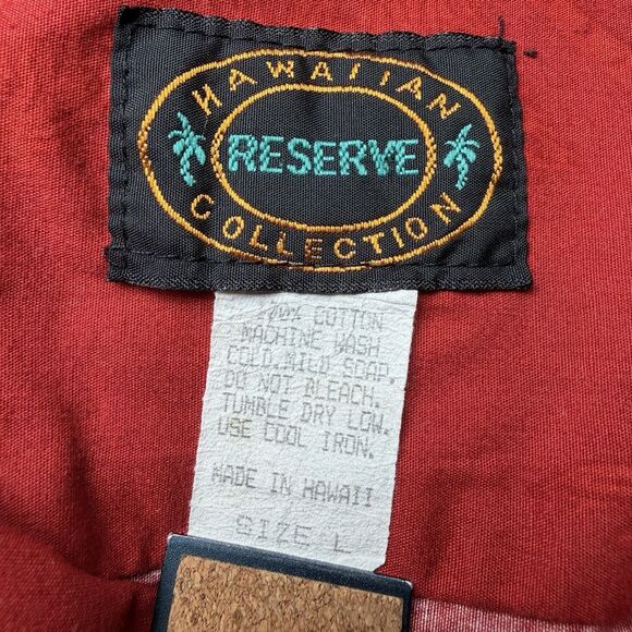 Hawaiian Reserve Collection Hawaii Aloha Shirt LARGE Red Island Motorcycle Bike - Picture 7 of 11